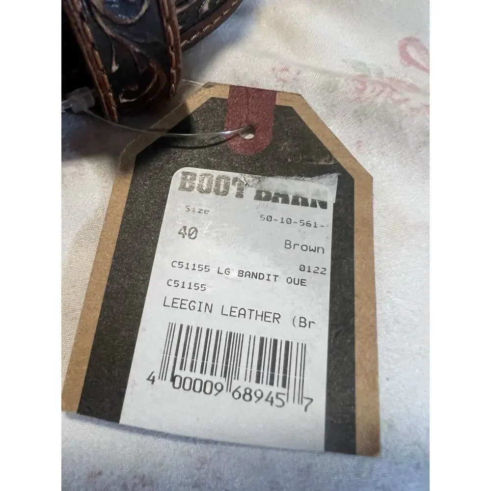 Tony Lama* Bandit Queen Floral Brown Pistol Women's Sz 40 Leather Embossed Belt